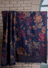 Karandi Embroidered Shawl D#13 - Navy Blue