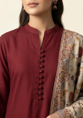 Winter - Riwaj - Pashmina Kani Jamawar 3 Pcs Suit - D#02 - Maroon
