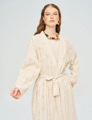 Pret - Moven - Beaded Kimono and Tank Top Set with Belt - Skin