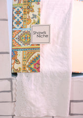 Embroidered Lawn Summer Shawl D#52 - White
