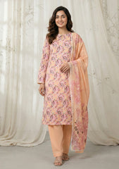 Lawn - Rubaaiyat - Chikankari 26 - Organza Dupatta - D#02 - Peach