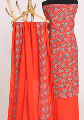 Winter - Riwaj - Printed Cotray Suit - Wool Shawl - D#05 - Red