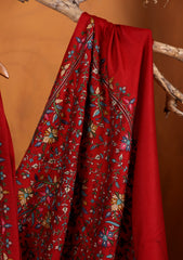 Pashmina Embroidered Jaaldar Shawl D#02 - Red