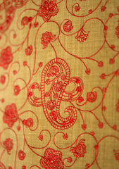 Embroidered Wool Shawl D - 87 - G Brown