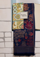 Karandi Embroidered Shawl D#13 - Navy Blue