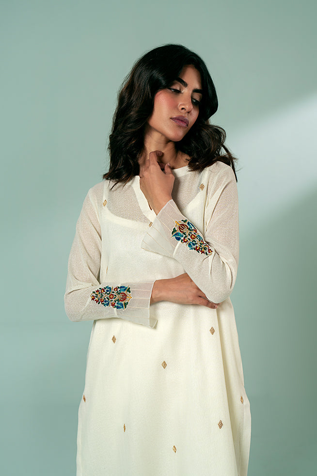 Pret Collection - Fozia Khalid - Basics Vol 3 - Ivory Sprinkled Kurta Set