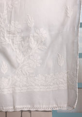 Lawn Chikankari Summer Shawl D#17 - White