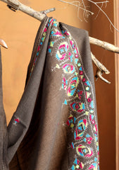Pashmina Needle Work Shawl D#14 - Brown