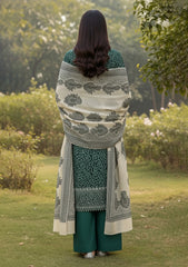 Winter - Riwaj - Pashmina Embroidered Suit - Premium 25 - D#01 - D Green