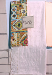 Embroidered Lawn Summer Shawl D#64 - White