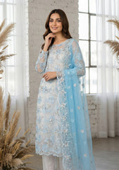Formals - Riwaj - Fancy Net - 2 Pcs Suit - D#01 - Sky Blue