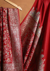 Pashmina Embroidered Jaaldar Shawl D#11 - Red