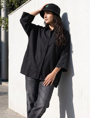 Pret - Moven - Indigo Cotton Linen Women's Shirt - Black
