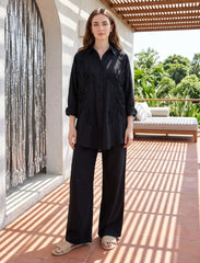 Pret - Moven - Oversize Stone Embellished Shirt - Black