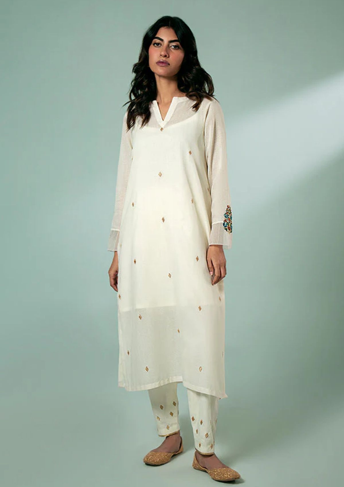 Pret Collection - Fozia Khalid - Basics Vol 3 - Ivory Sprinkled Kurta Set