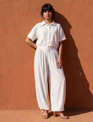 Pret - Moven - Button Up And Gathered Set - White
