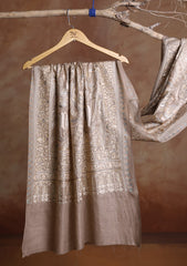 Pashmina Ari Work Jaaldar Scarf D#02 - Brown