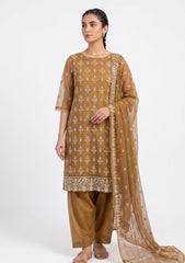 Formals - Riwaj - Fancy Net - 2 Pcs Suit - CND#02 - Golden Brown