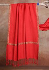 Pashmina Kashmiri Border Scarf D#14 - Red