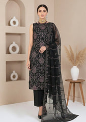 Formals - Riwaj - Fancy Bamber Chiffon - 3 Pcs Suit - CBD#1952 - Black