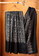 Pashmina Embroidered Jaaldar Shawl D#12 - Black