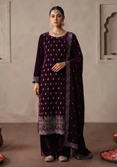 Winter - Riwaj - Velvet Stone Work 3 Pcs Suit - D#05 - Purple