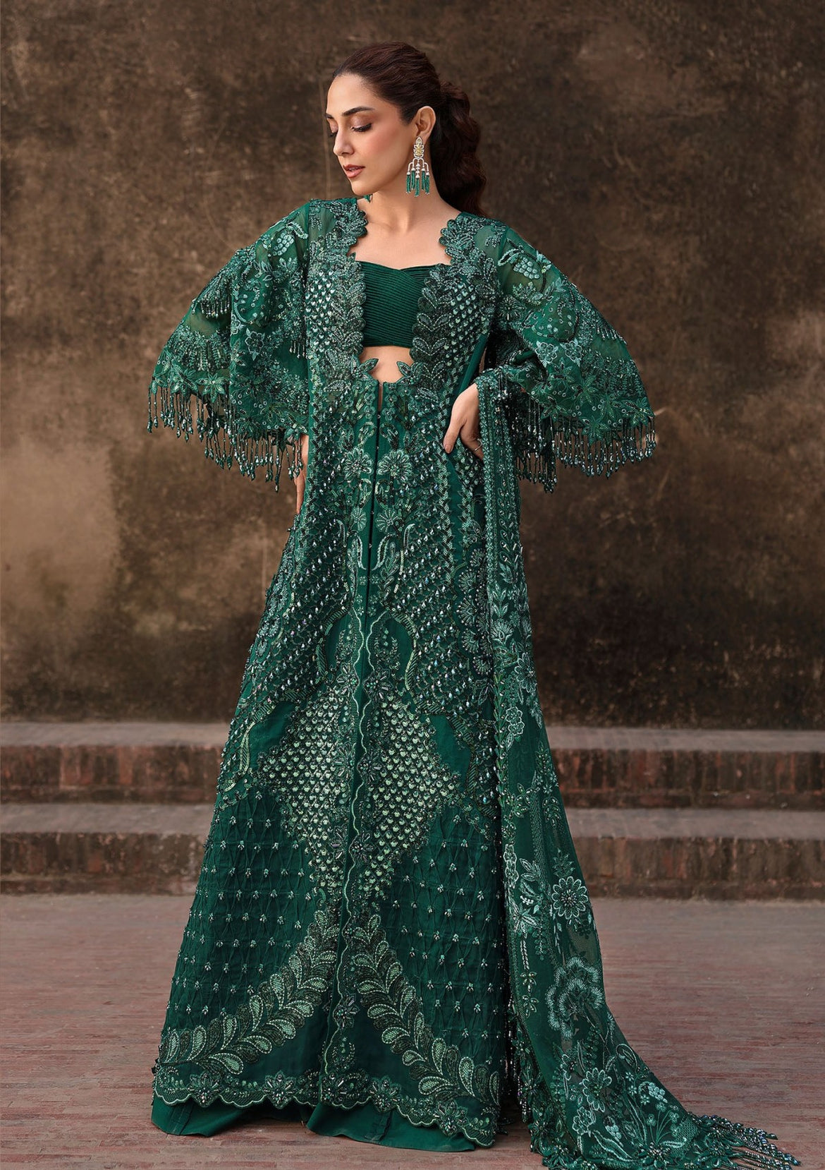 green emerald velvet dress Lavender-Formal Dress for Pakistani wedding-fashion Designers S main image 0