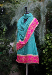 Shawl Collection - Sadias Collection - Chiffon Dupatta - D#06 Aqua SP Splash