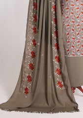 Winter - Riwaj - Printed Cotray Suit - Wool Shawl - D#10 - M Grey