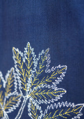 Pashmina Wool Needle Work Shawl D - 27 - N Blue