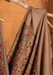 Pashmina Embroidered Jaaldar Shawl D#02 - Brown