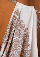 Pashmina Embroidered Jaaldar Shawl D#13 - Off White