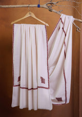 Pashmina Kashmiri Border Shawl D#156 - Off White