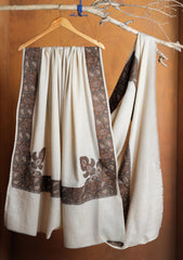 Pashmina Embroidered Border Shawl D#207 - Fawn