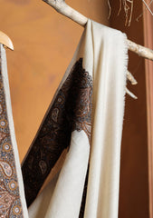 Pashmina Embroidered Border Shawl D#207 - Fawn