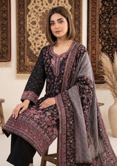 Winter - Fancy Silk Zari Jamawar - 3 Pcs Suit - D#20 - Black