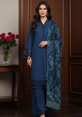 Winter - Meemsey - Noor Jahan - Makhmal 25 - Jacquard Shawl - D#01 - Blue