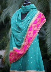 Shawl Collection - Sadias Collection - Chiffon Dupatta - D#06 Aqua SP Splash