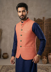 Elite Men Silk Stripe Unstitched Waistcoat Fabric