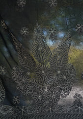 Lawn Chikankari Shawl D - 12 - Black
