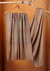 Pashmina Embroidered Jaaldar Shawl D#06 - Brown 1