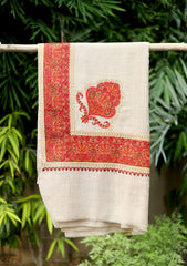 Pashmina Emb Palu Border Shawl D - 16 - L Brown