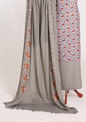 Winter - Riwaj - Printed Cotray Suit - Wool Shawl - D#10 - Grey