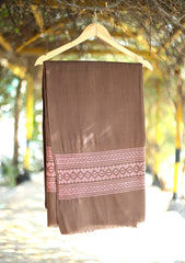 Pashmina Wool Needle Work Shawl D - 17 - Chocolate