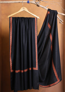 Pashmina Embroidered Border Shawl D#01 - Black