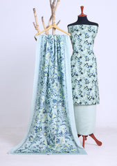 Winter - Rubaaiyat - D Prints - Marina 26 - Wool Shawl - RPM#06 - L Green