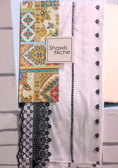 Embroidered Lawn Summer Shawl D#41 - White