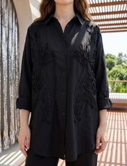 Pret - Moven - Oversize Stone Embellished Shirt - Black