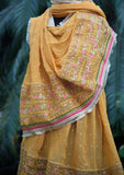 Shawl Collection - Sadias Collection - Chiffon Dupatta - D#07 Yellow Bahar