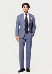 Loro Piana Summer Time Wool Linen & Silk Fabric - L Blue